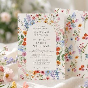 Colourful Meadow Wildflower Wedding Invitation