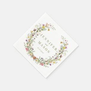 Colourful meadow wildflower wedding Paper Napkins