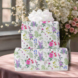 Colourful Meadow Wildflowers & Herbs Floral Patter Wrapping Paper