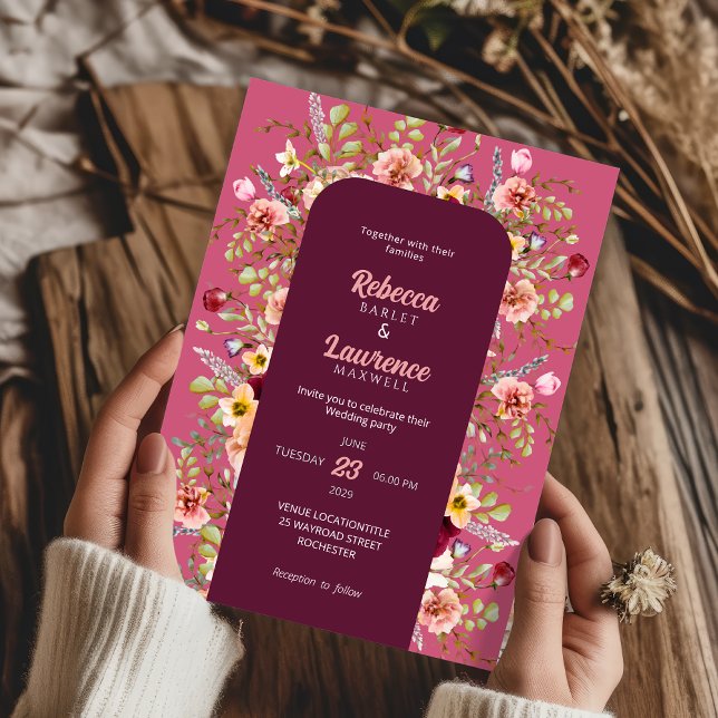 Colourful meadows flowers wedding invitation (Creator Uploaded)