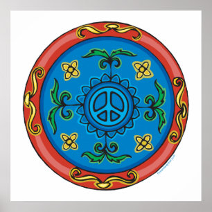 Colourful Medallion Design and Peace Sign