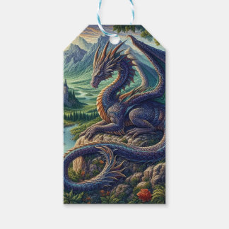 Colourful, Mediaeval Dragon castle Gift Tags