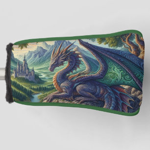 Colourful, Mediaeval Dragon castle Golf Head Cover