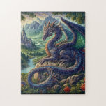 Colourful, Mediaeval Dragon castle Jigsaw Puzzle<br><div class="desc">.</div>