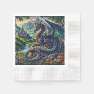 Colourful, Mediaeval Dragon castle Napkin