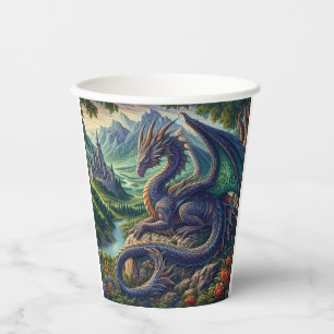 Colourful, Mediaeval Dragon castle Paper Cups