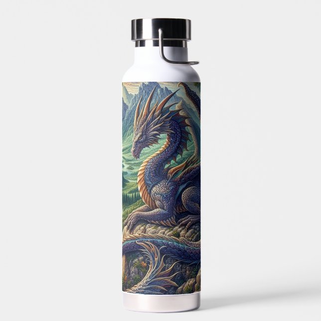 Colourful, Mediaeval Dragon castle Water Bottle (Left)