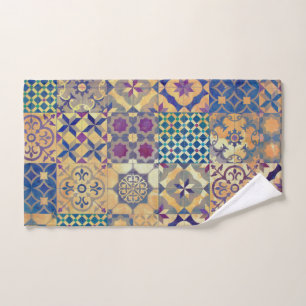 Colourful Mediterranean & Aegean traditional tiles Hand Towel