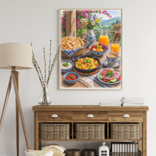 Colourful Mediterranean Breakfast Feast Poster