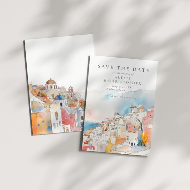 Colourful Mediterranean Landscape Wedding Save The Date (Creator Uploaded)