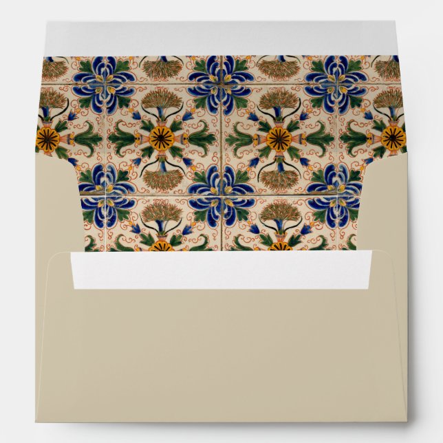 Colourful Mediterranean Vintage Floral Pattern Envelope (Back (Bottom))