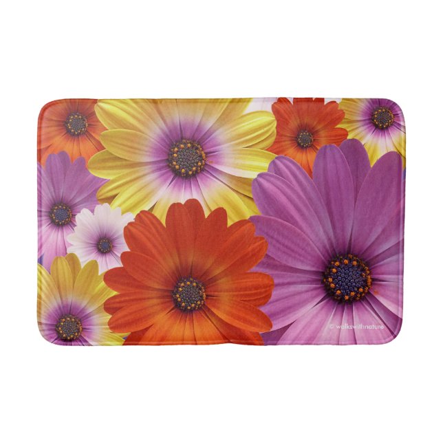 Colourful Medley of African Daisies Flowers Bath Mat (Front)