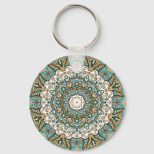 Colourful Mehndi Tile Seamless Tracery Key Ring