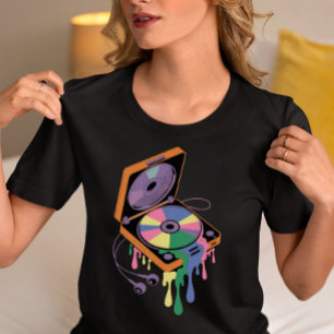 Colourful Melting Record Player Tri-Blend Shirt
