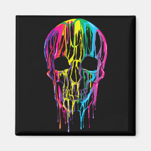 Colourful Melting Skull Halloween Boys Rainbow Magnet