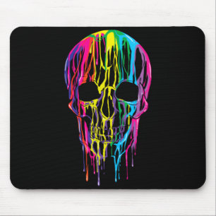 Colourful Melting Skull Halloween Boys Rainbow Mouse Pad