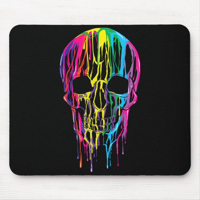 Colourful Melting Skull Halloween Boys Rainbow Mouse Pad (Front)