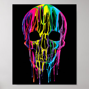 Colourful Melting Skull Halloween Boys Rainbow Poster
