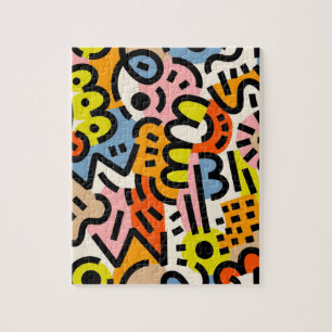 Colourful Memphis seamless pattern VII Jigsaw Puzzle