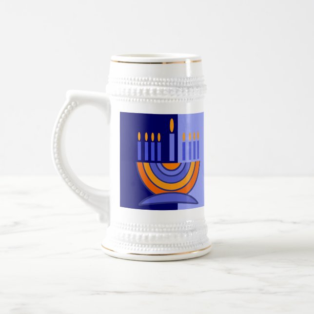 Colourful Menorah Hanukkah Gift  Beer Stein (Left)