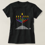 Colourful Menorah T-Shirt<br><div class="desc">The vivid colours of this menorah stand out against the dark background of this eye-catching tee.  Back features smaller image.  ~ karyn</div>