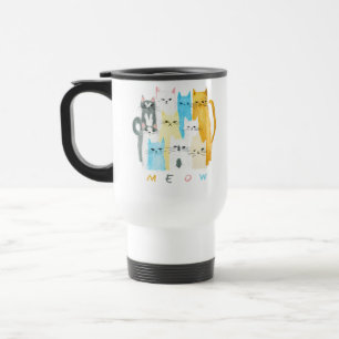 Colourful MEOW Cats Travel Mug – Fun Cat Design