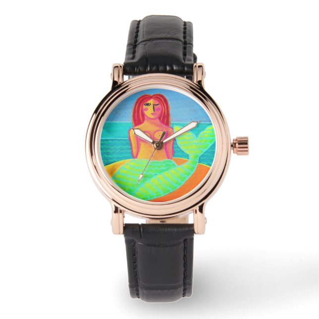 Colourful Mermaid Abstract Wearable Art Watch (Front)
