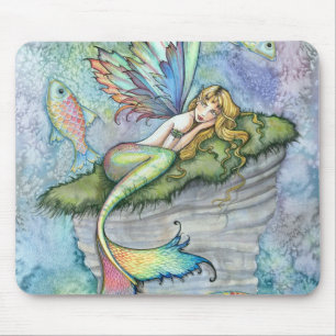 Colourful Mermaid and Carp Fish Fantasy Art Mouse Pad