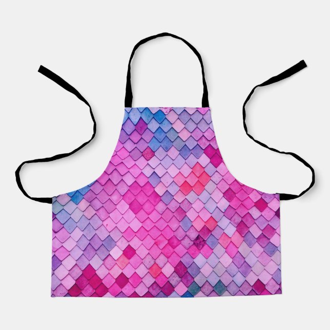 Colourful Mermaid FishTail Tiles Pattern Apron (Front)