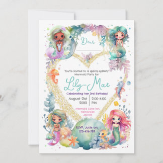 Colourful Mermaid Party Invitation