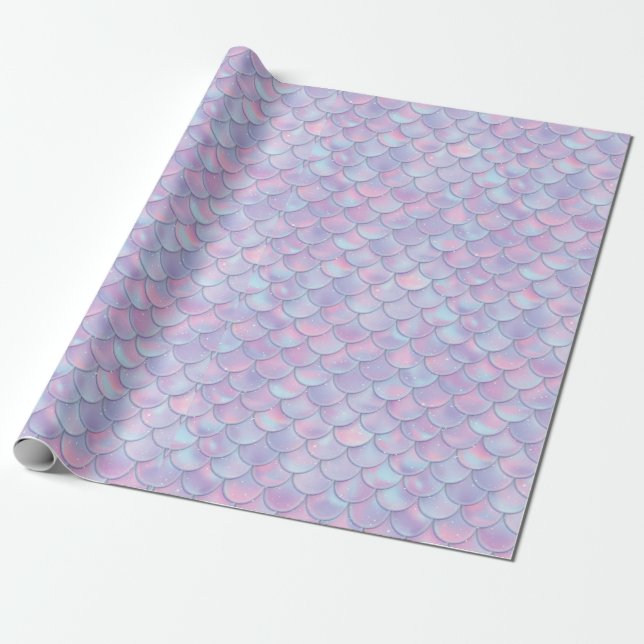 Colourful Mermaid Scale All Ages Birthday Wrapping Paper (Unrolled)
