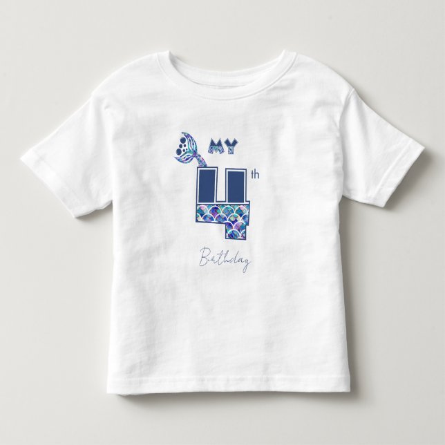 Colourful Mermaid Scales Little Girls 4th Birthday Toddler T-Shirt (Front)