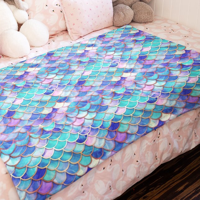 Colourful Mermaid Scales Pattern Little Girls Fleece Blanket (Creator Uploaded)