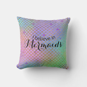 Colourful Mermaid Scales Throw Pillow