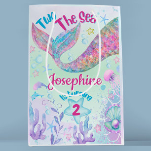 Colourful Mermaid second birthday Medium Gift Bag