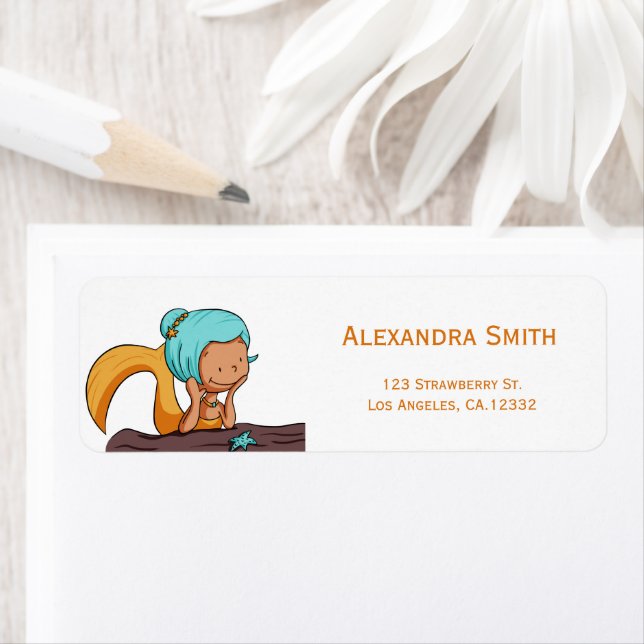 Colourful Mermaid Thinking Return Address (Insitu)