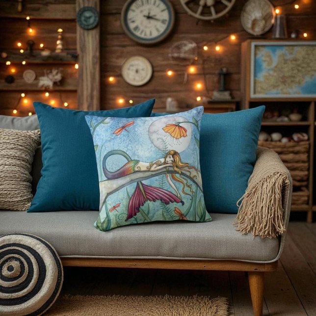 Colourful Mermaid Throw Pillow (Creator Uploaded)