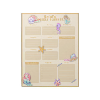 Colourful Mermaid Weekly Calendar Notepad