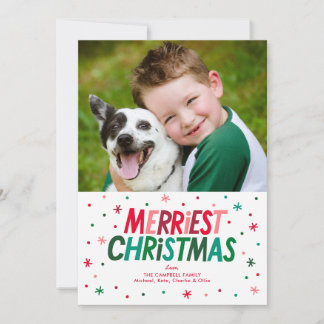 Colourful Merriest Christmas Photo Christmas Holiday Card