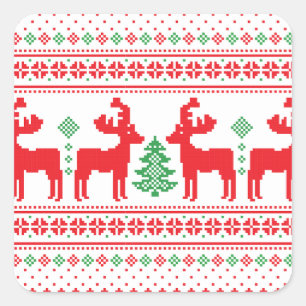 Colourful Merry and Bright Christmas Family Gifts Square Sticker