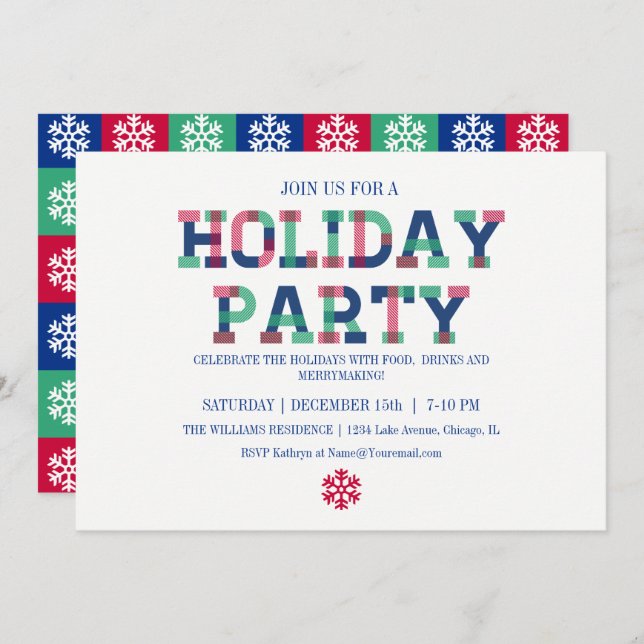 Colourful Merry And Bright Christmas Invite Card (Front/Back)
