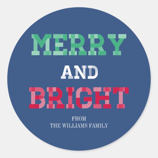 Colourful Merry And Bright Christmas Sticker (Front)