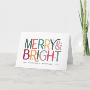 Colourful Merry and Bright Cute Retro Stars Card