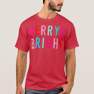 Colourful Merry And Bright Family Merry Christmas T-Shirt