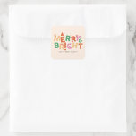 Colourful Merry and Bright Family  Square Sticker<br><div class="desc">Colourful Merry and Bright Family</div>