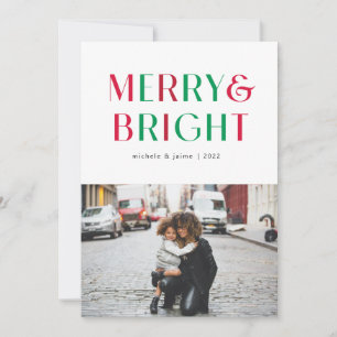 colourful merry and bright holiday card
