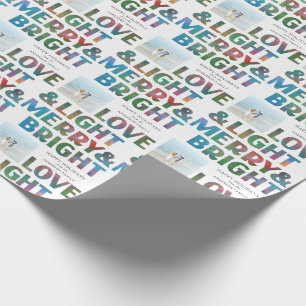 Colourful Merry and Bright Love and Light Holiday Wrapping Paper