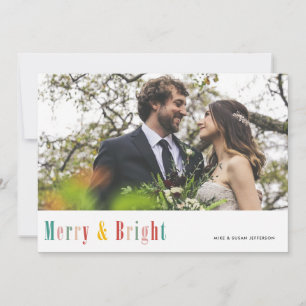 Colourful Merry and Bright Photo  Holiday Card