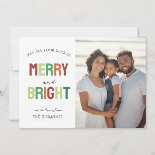 Colourful Merry and Bright Photo Holiday Card