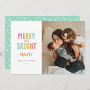 Colourful Merry and Bright Single Photo Christmas Holiday Card